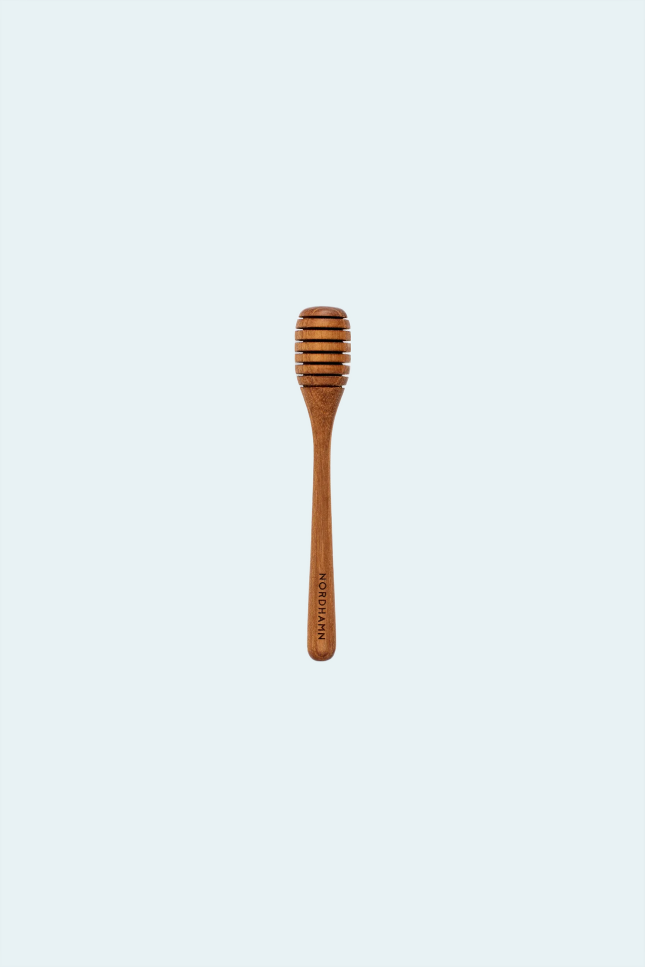 Honungsdoppare, 14 cm, i teak mot ljus bakgrund