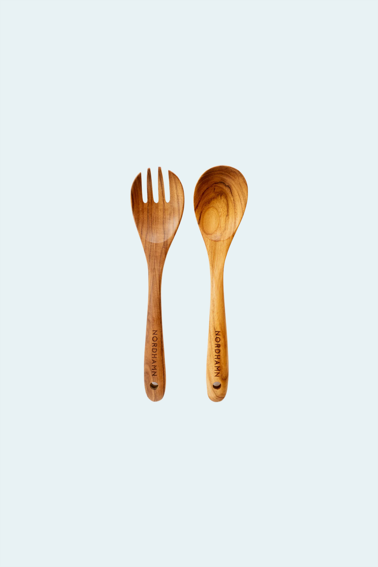Salladsbestick, 23 cm, i teak mot ljus bakgrund